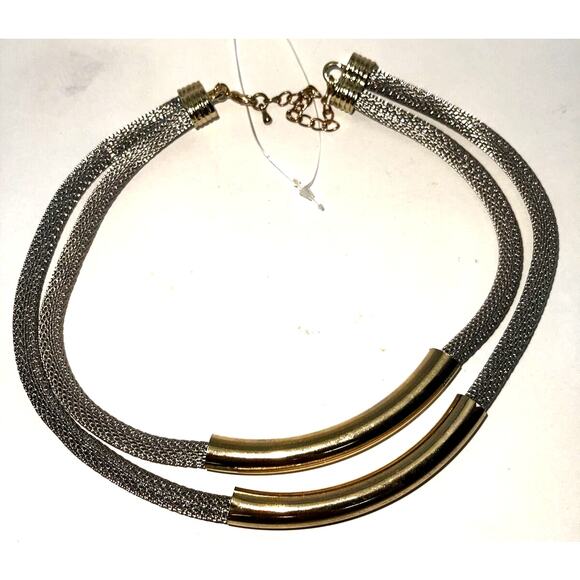 Necklace Gold & Silver Tone 18" Mesh Multi Strand Bar Pendant Jewelry B#8 - Picture 6 of 8
